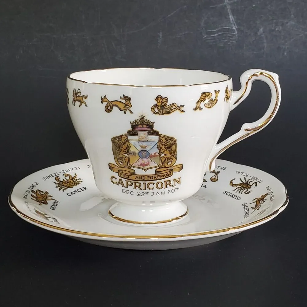 Capricorn 12/22-1/20 Teacup Saucer Astrology Zodiac Sign Regal Bone China Englan